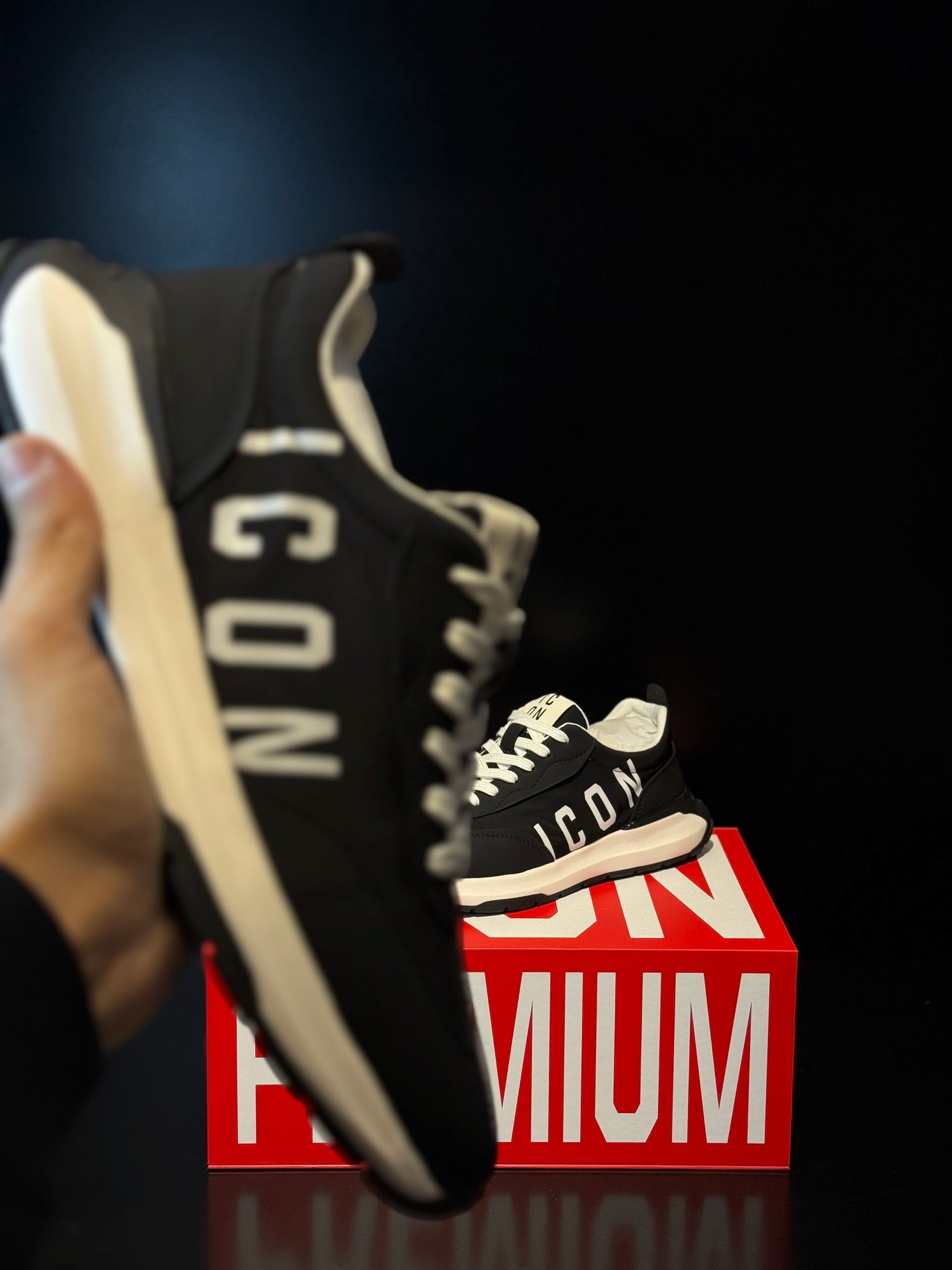 ICON SNEAKERS logo black and white