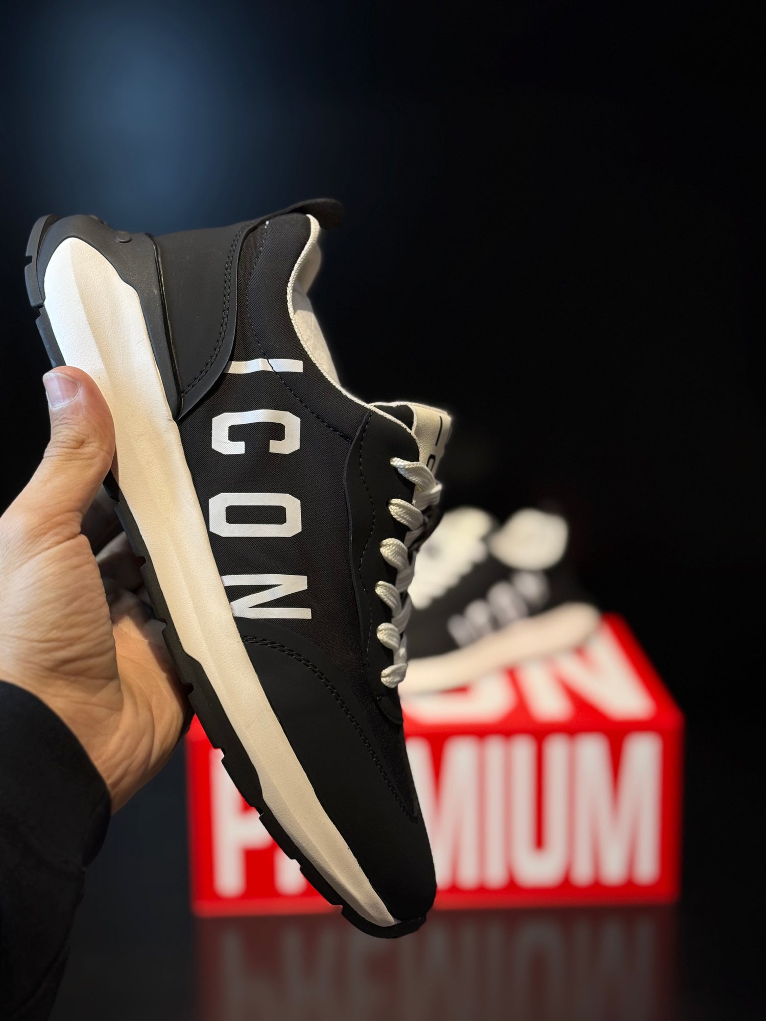 ICON SNEAKERS logo black and white