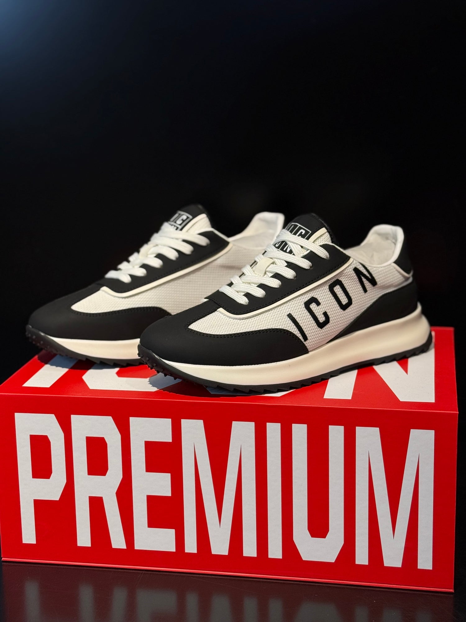 ICON SNEAKERS logo black and white